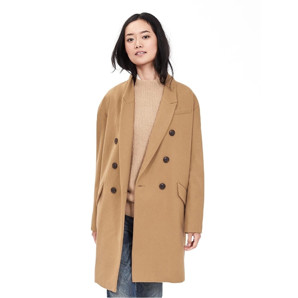 Banana Republic Camel Double-Breasted Wool Coat